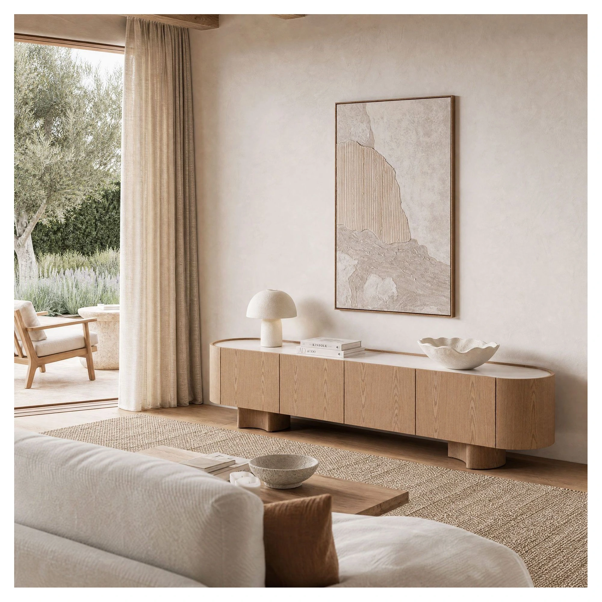 mueble tv roble y porcelanico
