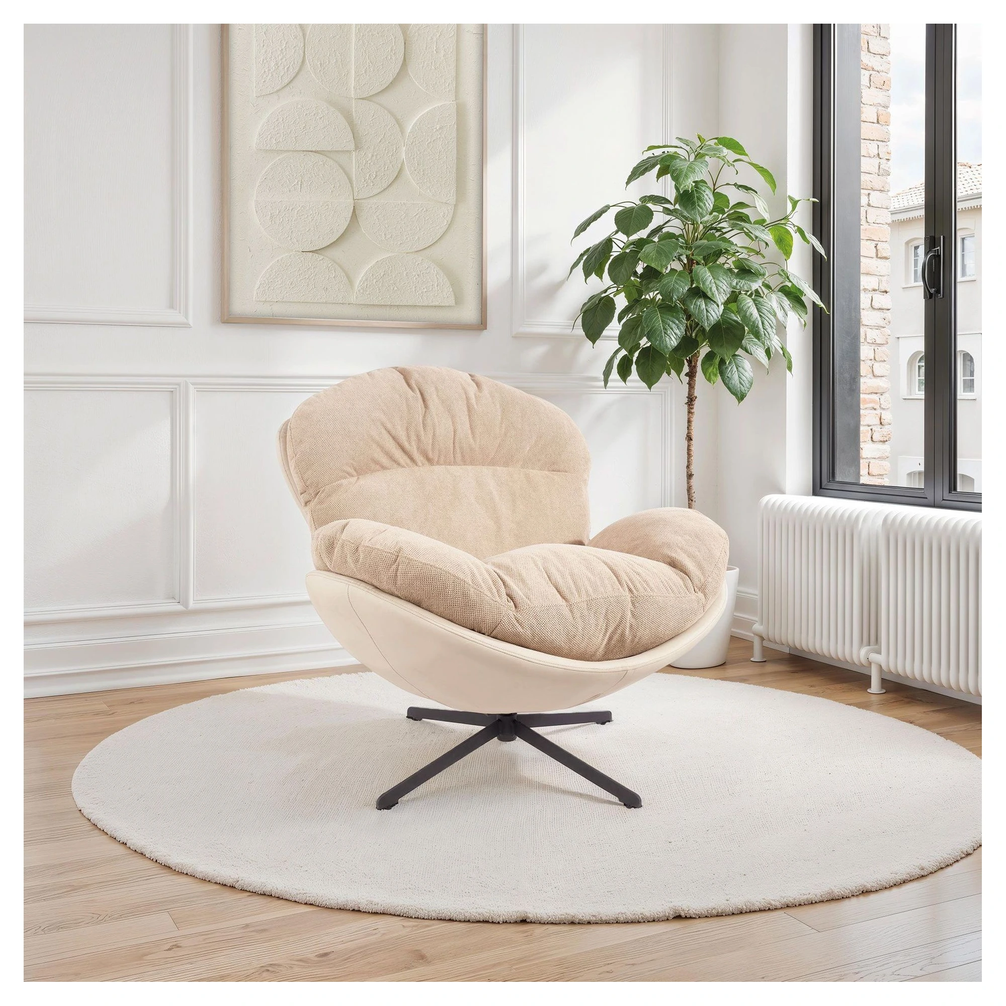 sillon giratorio beige envolvente