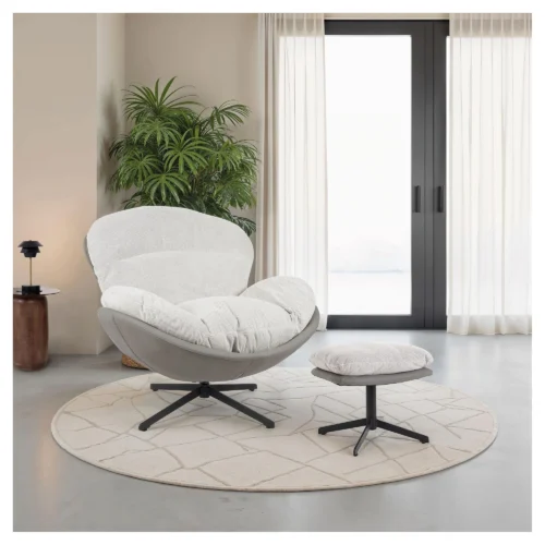 sillon giratorio gris con reposapies