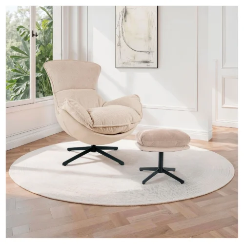 sillon giratorio beige reposapies