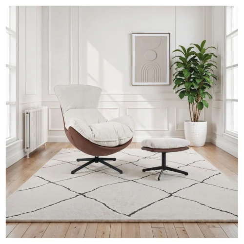 sillon giratorio terracota y beige