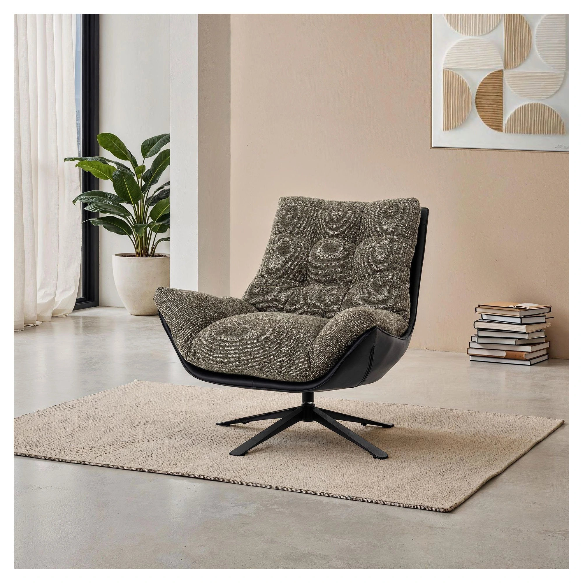 sillon giratorio tapizado verde