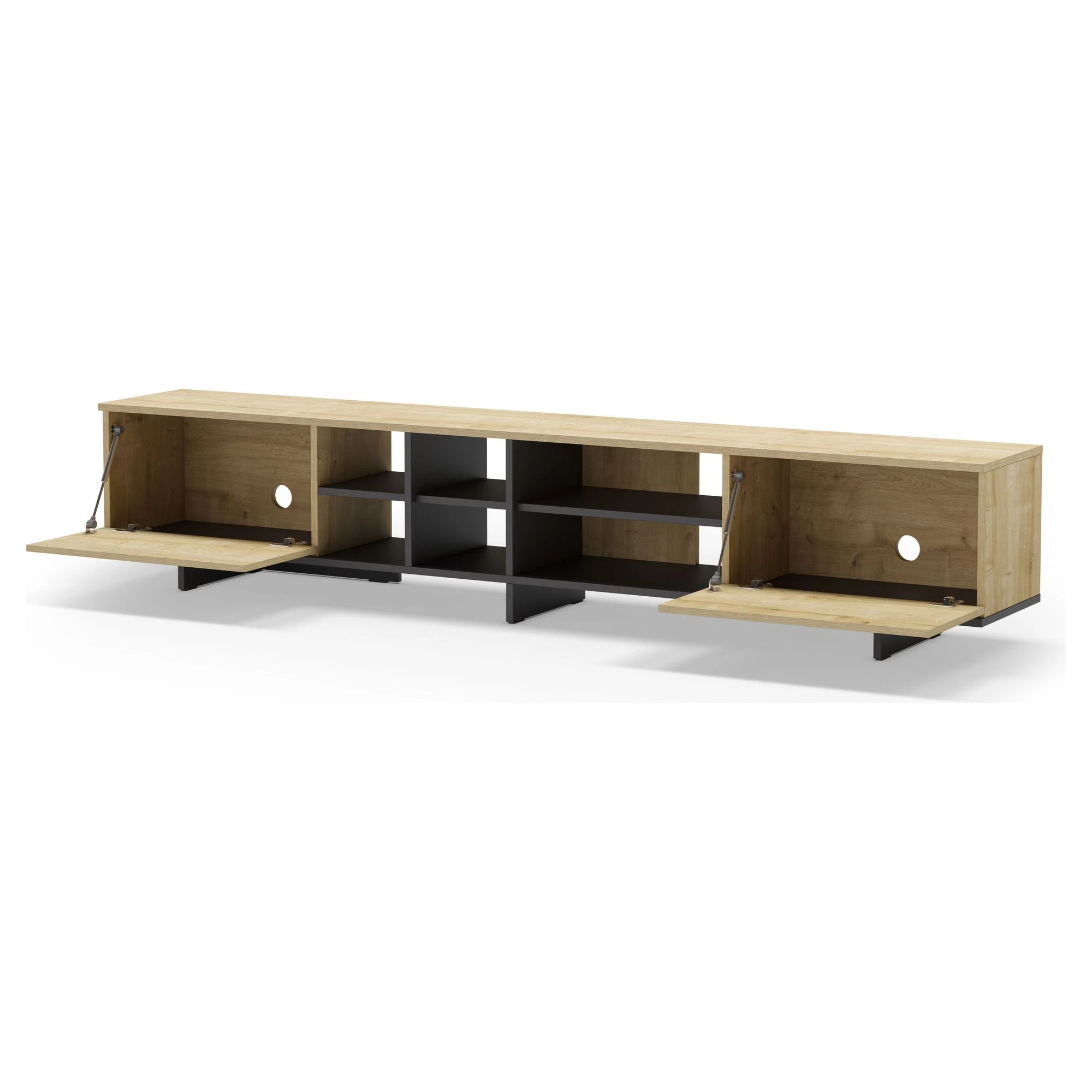 mueble tv roble y negro