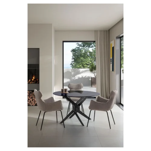 mesa comedor redonda cristal gris