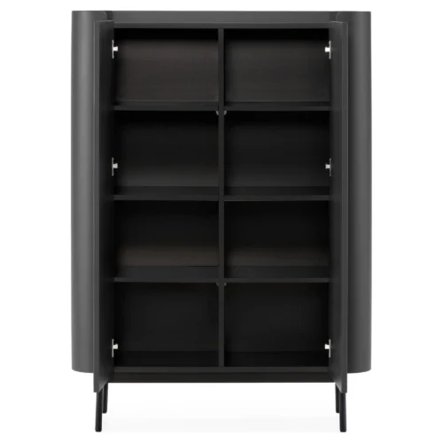 mueble auxiliar alto negro acanalado
