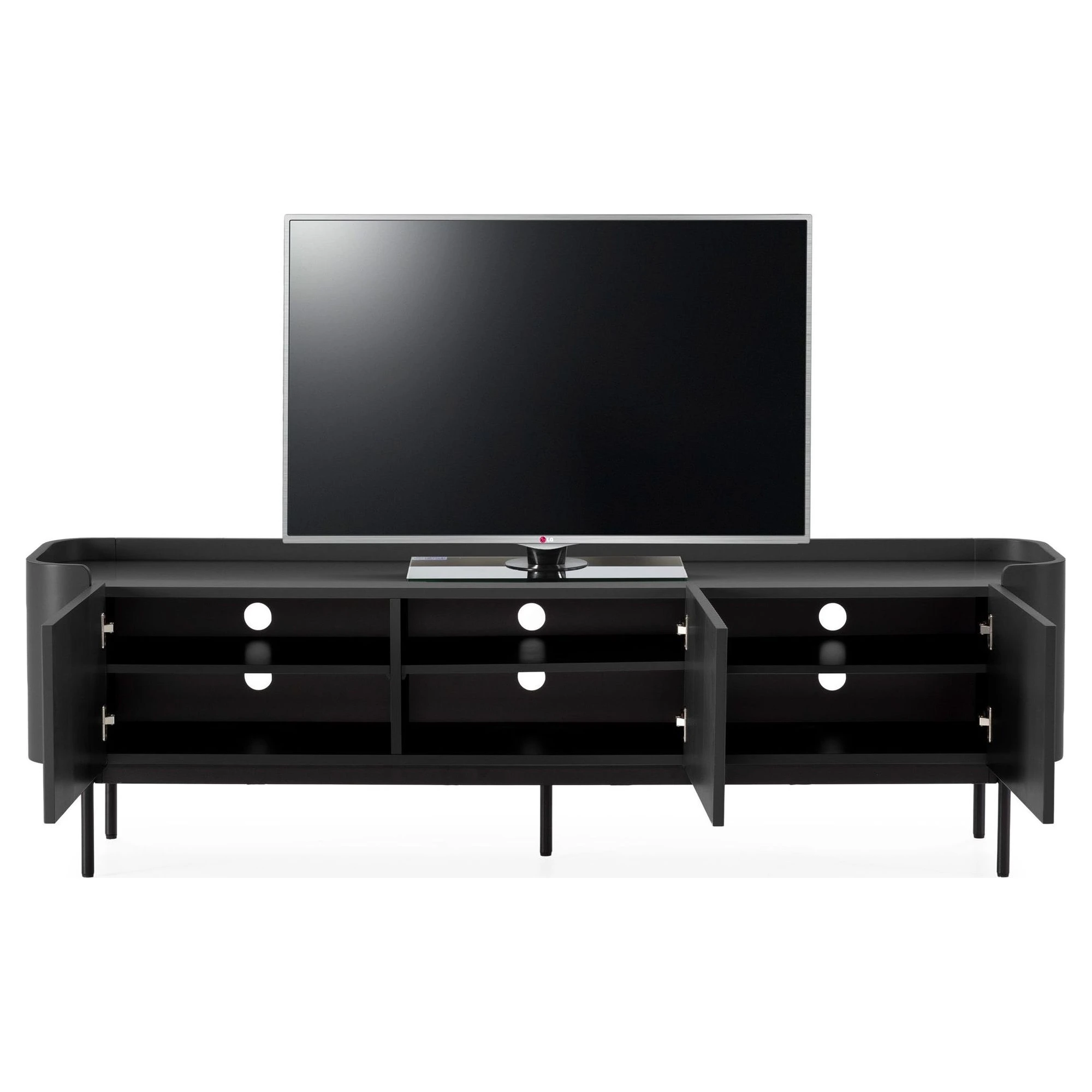 mueble tv negro acanalado 180cm