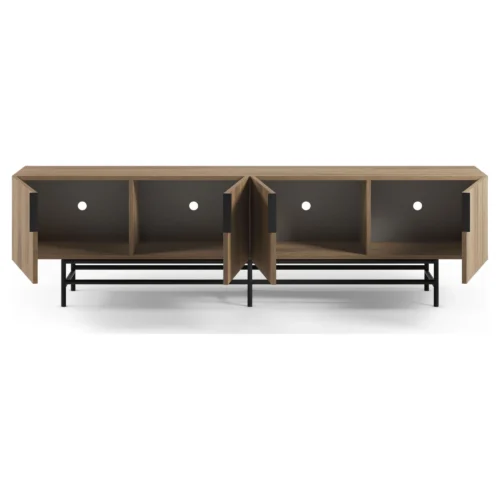 mueble tv roble patas metalicas