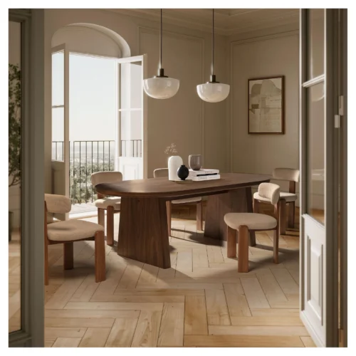silla comedor roble lavado beige