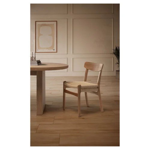 mesa comedor ovalada madera natural