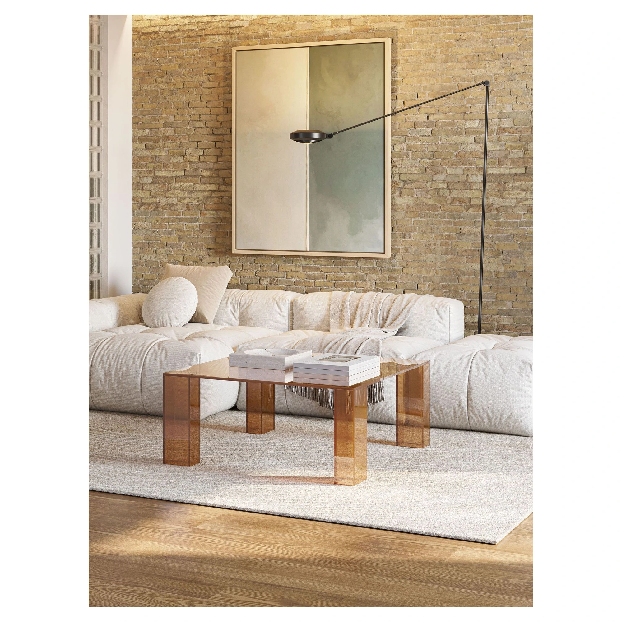 mesa de centro cristal marron