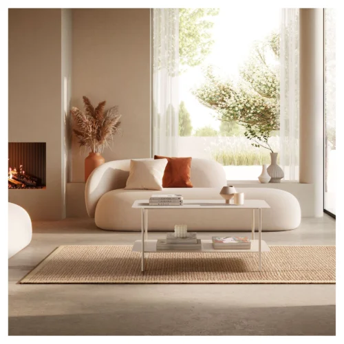 mesa centro rectangular crema