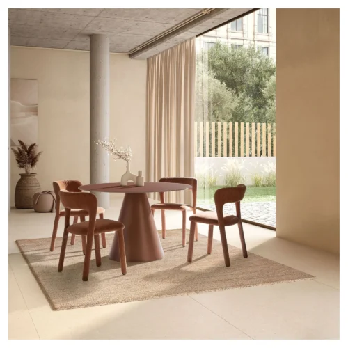 mesa comedor redonda terracota