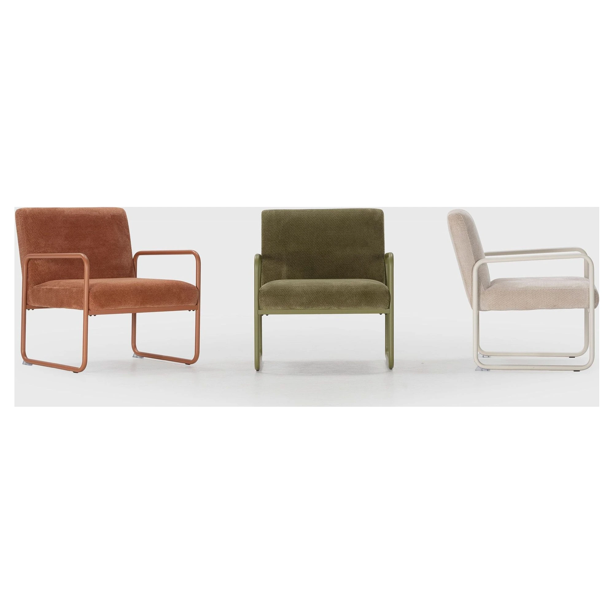 sillon tapizado terracota metal