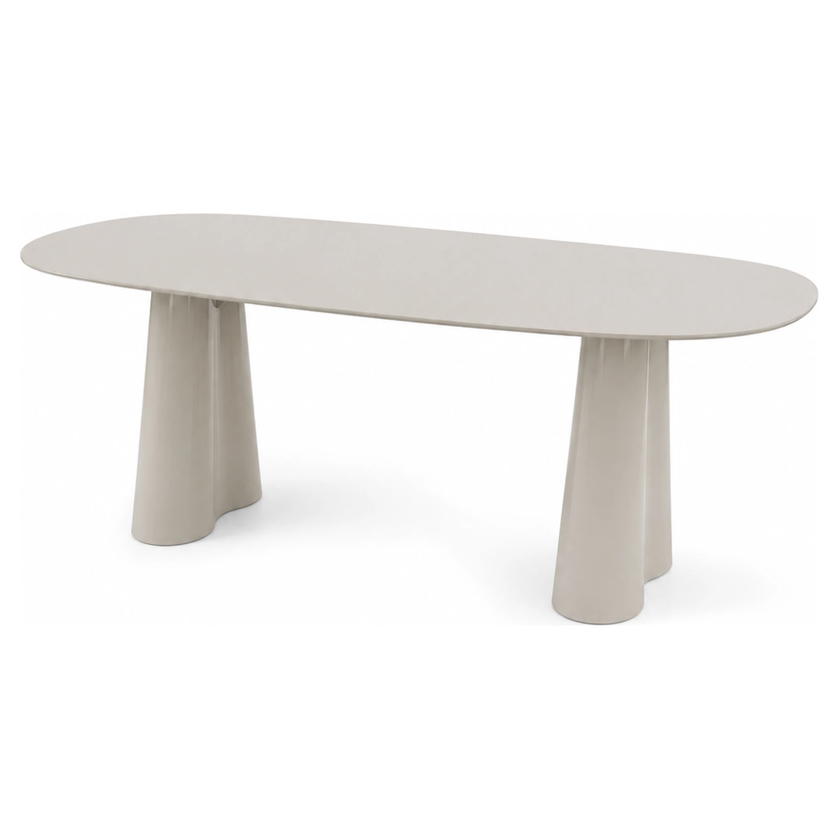 mesa de comedor ovalada beige