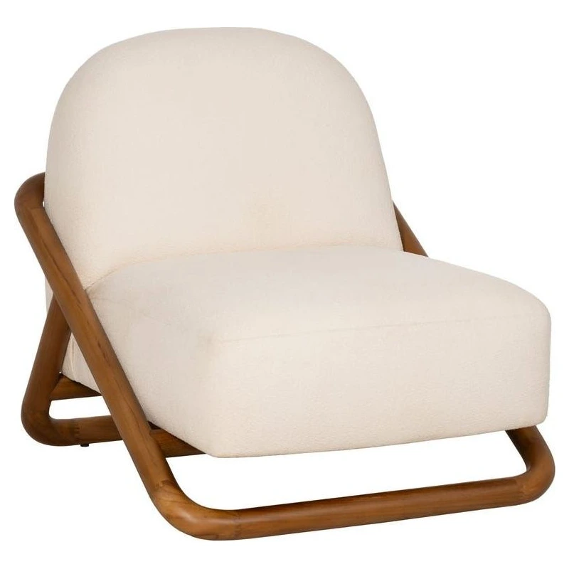 sillon madera teca borreguito natural