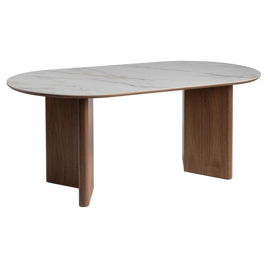 MESA COMEDOR BLANCO-MARRÓN DM-CERÁMICA 180