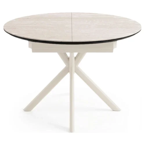 mesa extensible redonda travertino beige