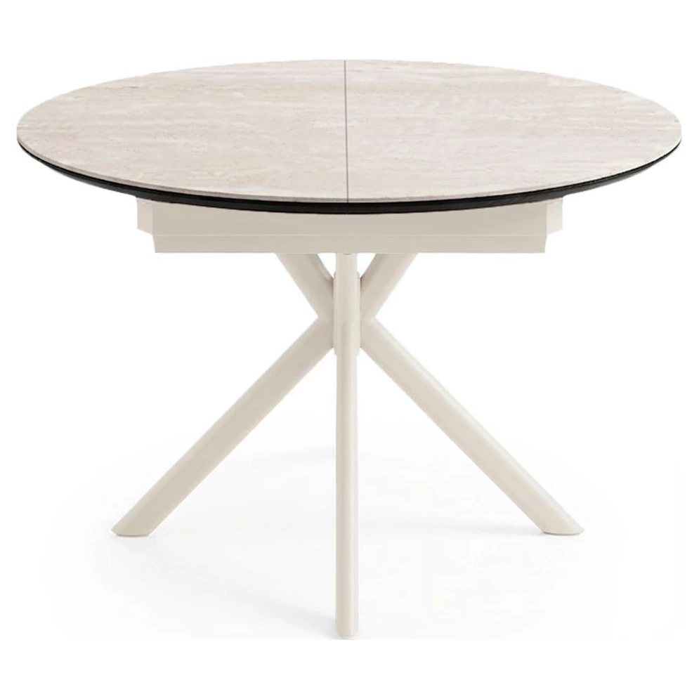 mesa extensible redonda travertino beige