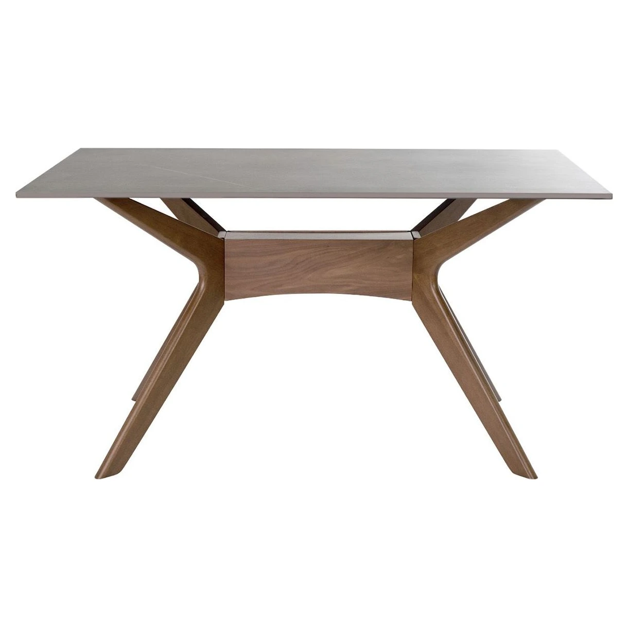 mesa comedor gris patas nogal