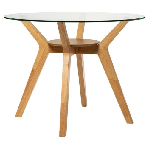 mesa redonda cristal patas roble