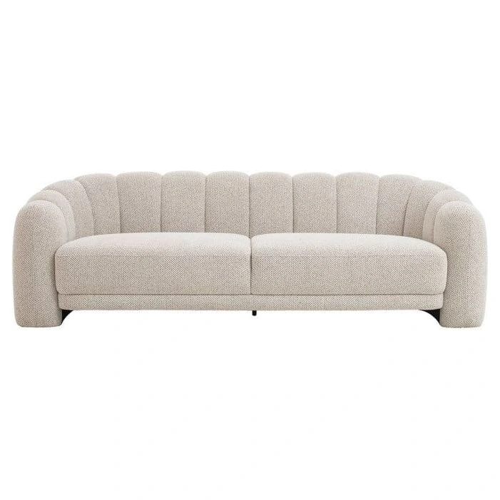 sofa curvo tapizado crema