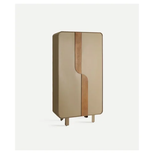 armario beige y madera