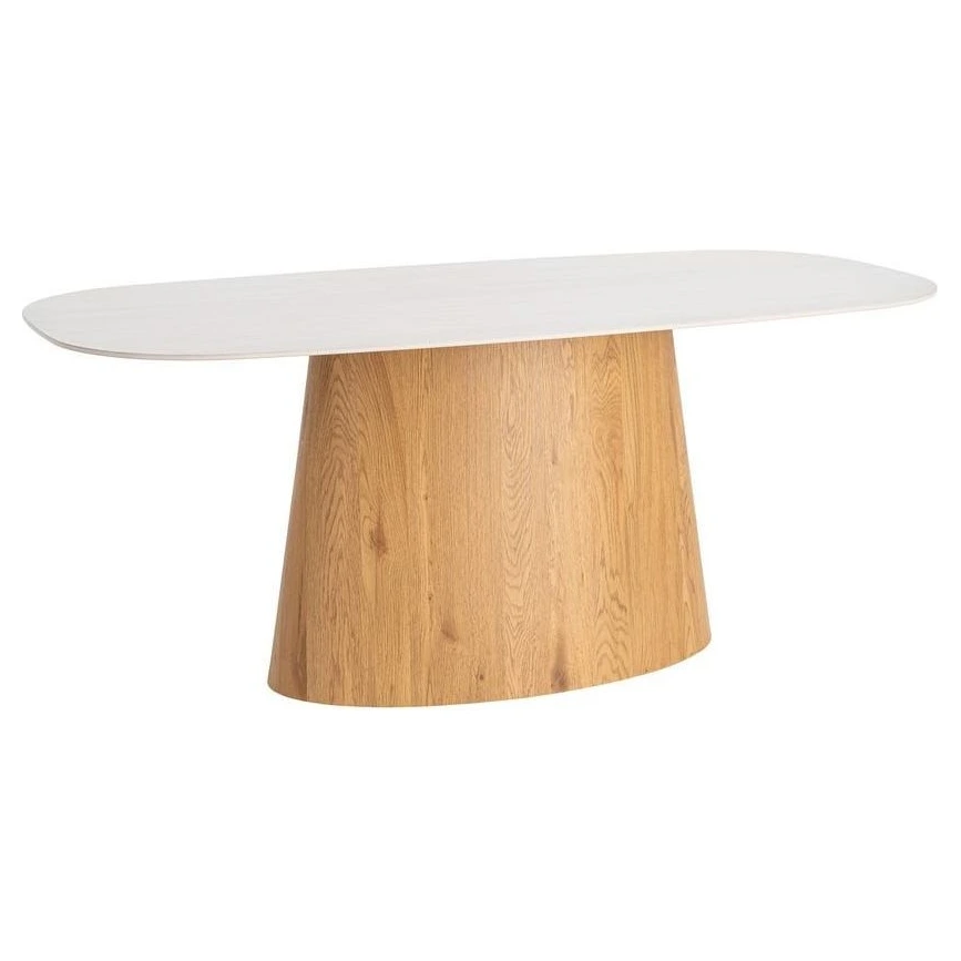 mesa comedor ovalada beige