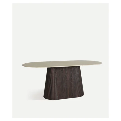 mesa comedor ovalada base estriada