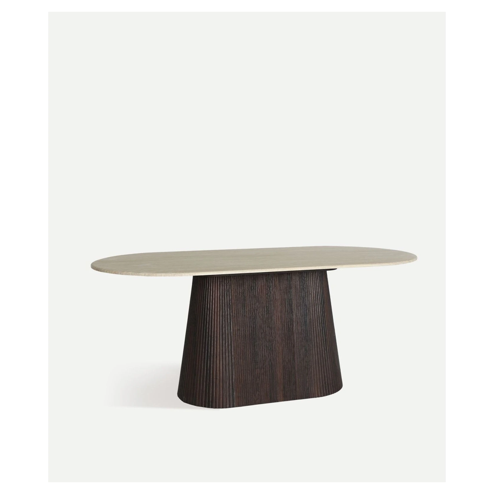 mesa comedor ovalada base estriada