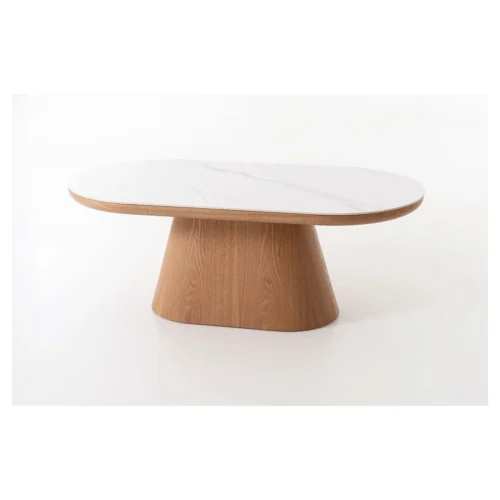 mesa centro porcelanico roble ovalada