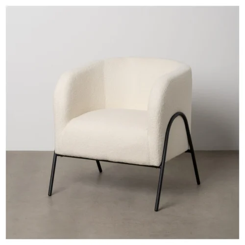 sillon tapizado blanco metal