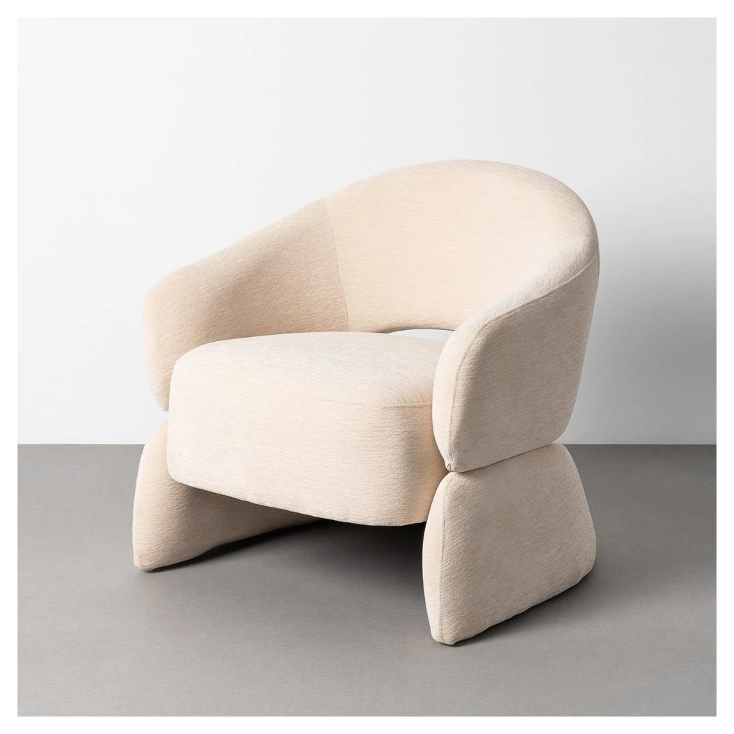 sillón tapizado crema