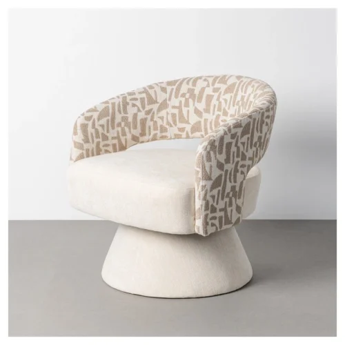 sillón giratorio crema y beige
