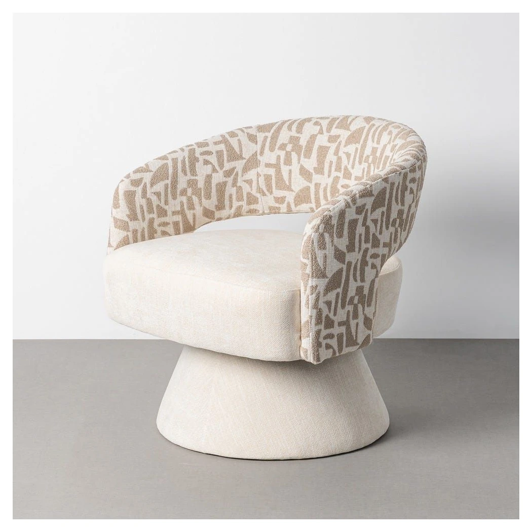 sillón giratorio crema y beige
