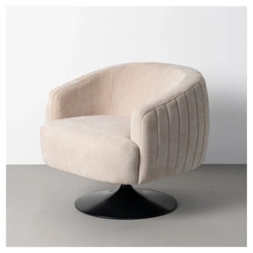 sillon giratorio crema tejido metal