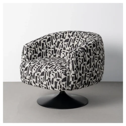 sillón giratorio negro y blanco