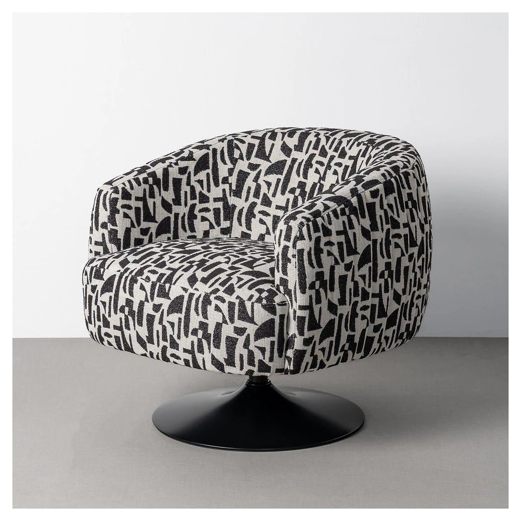 sillón giratorio negro y blanco