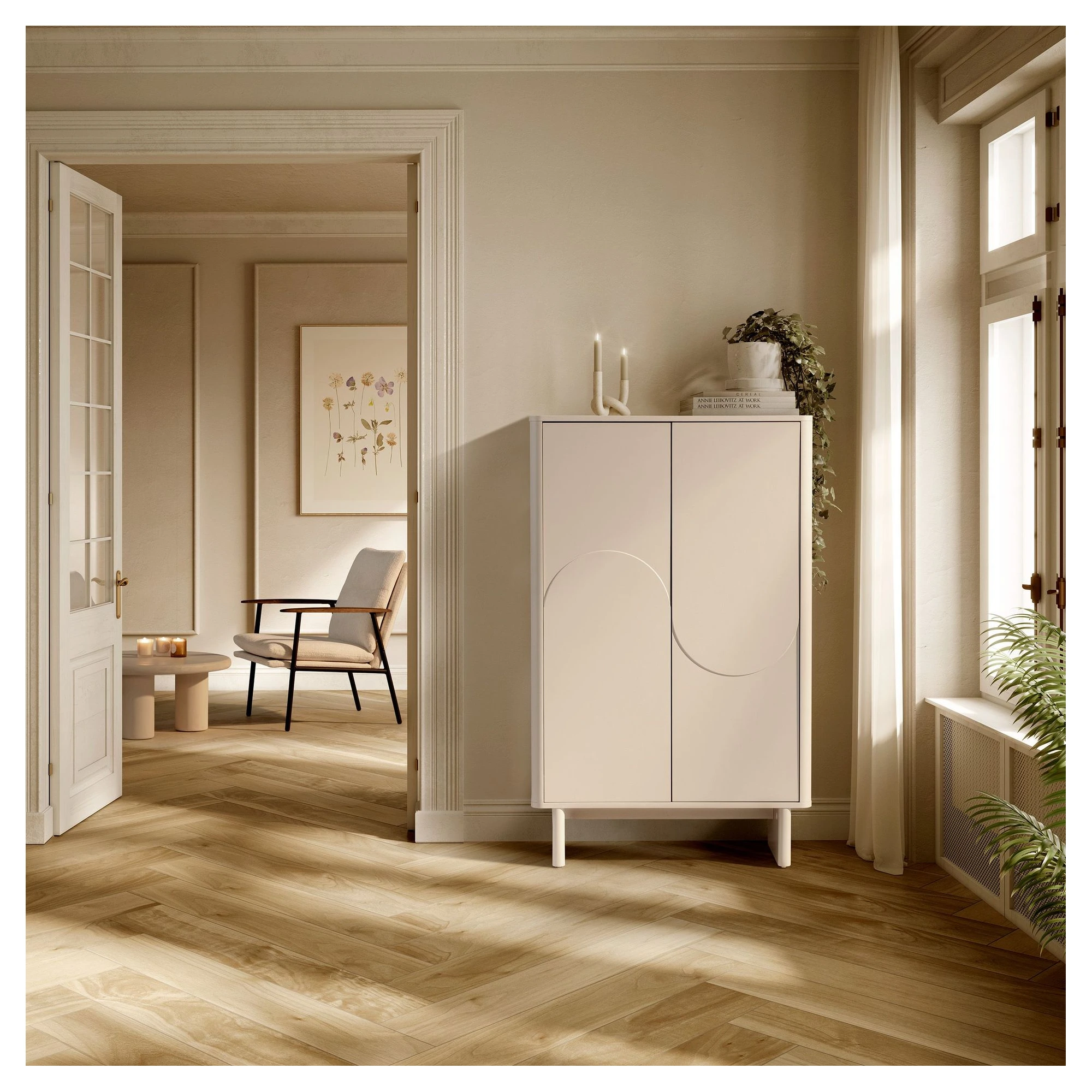 mueble auxiliar solei crema puertas