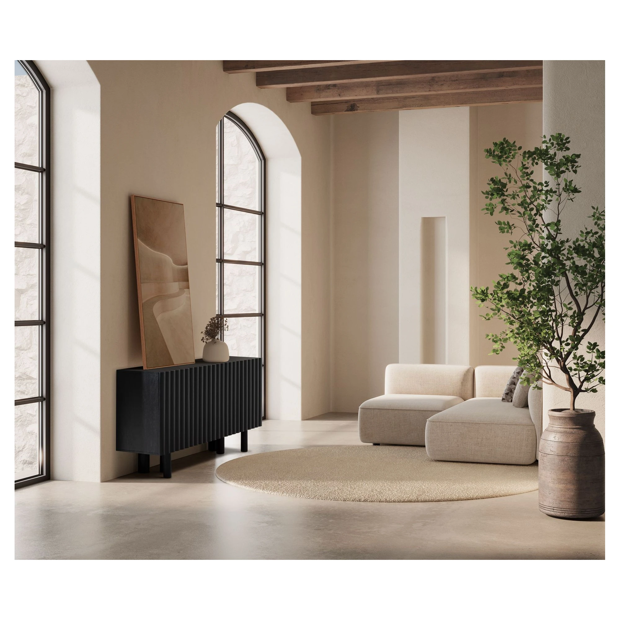 aparador madera negro relieve tamira