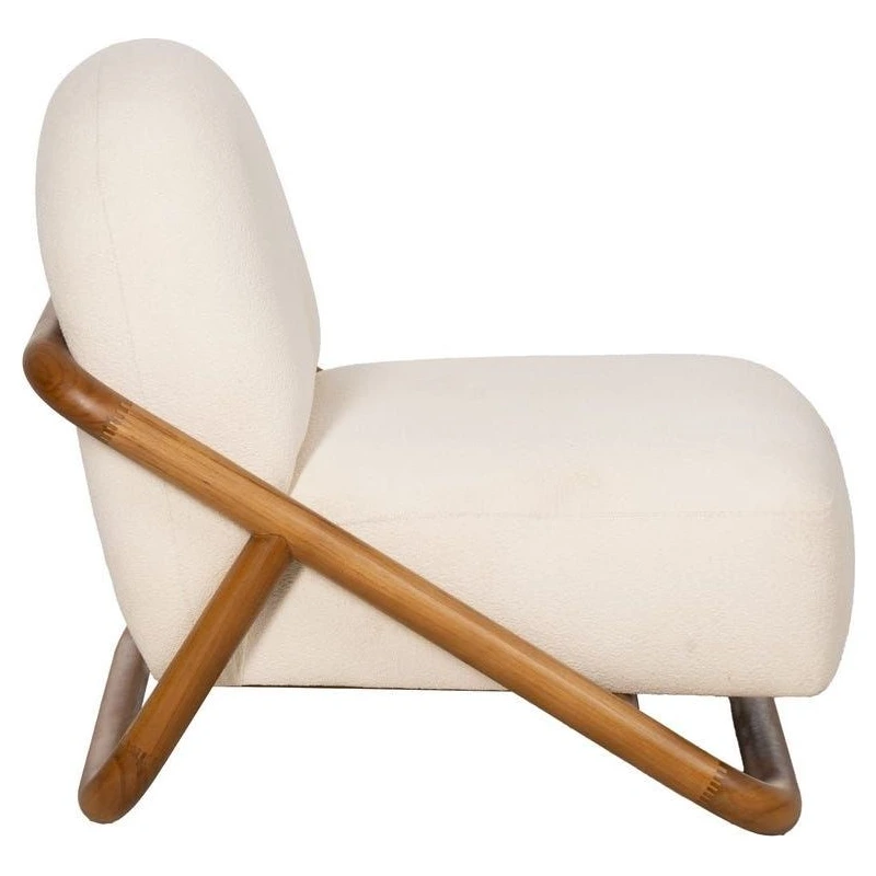 sillon madera teca borreguito natural