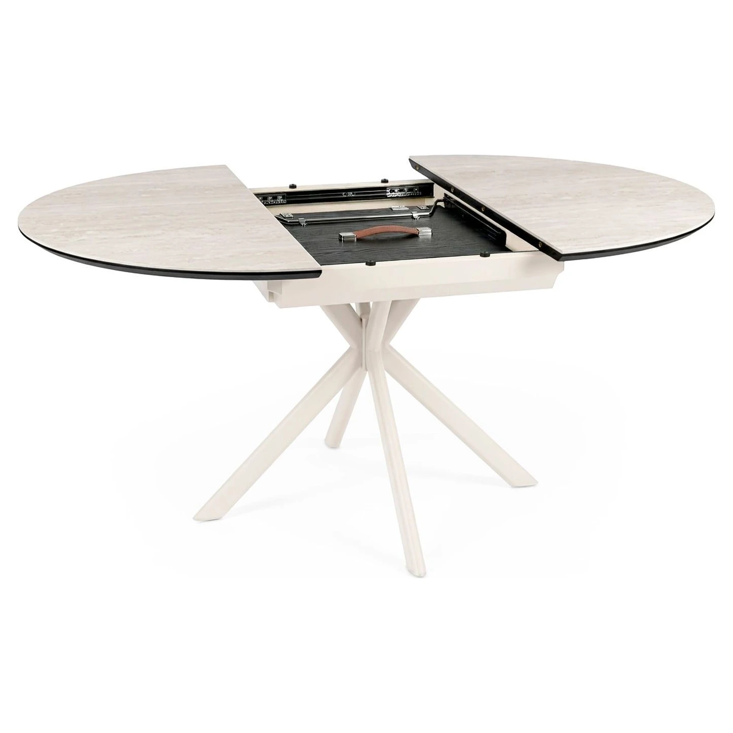 mesa extensible redonda travertino beige