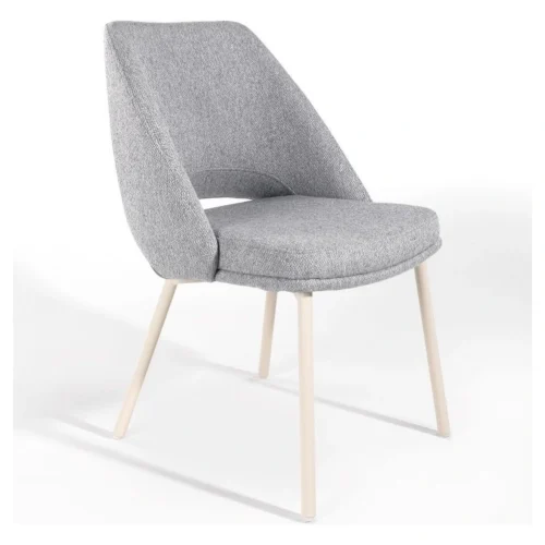 silla tapizada gris patas marfil