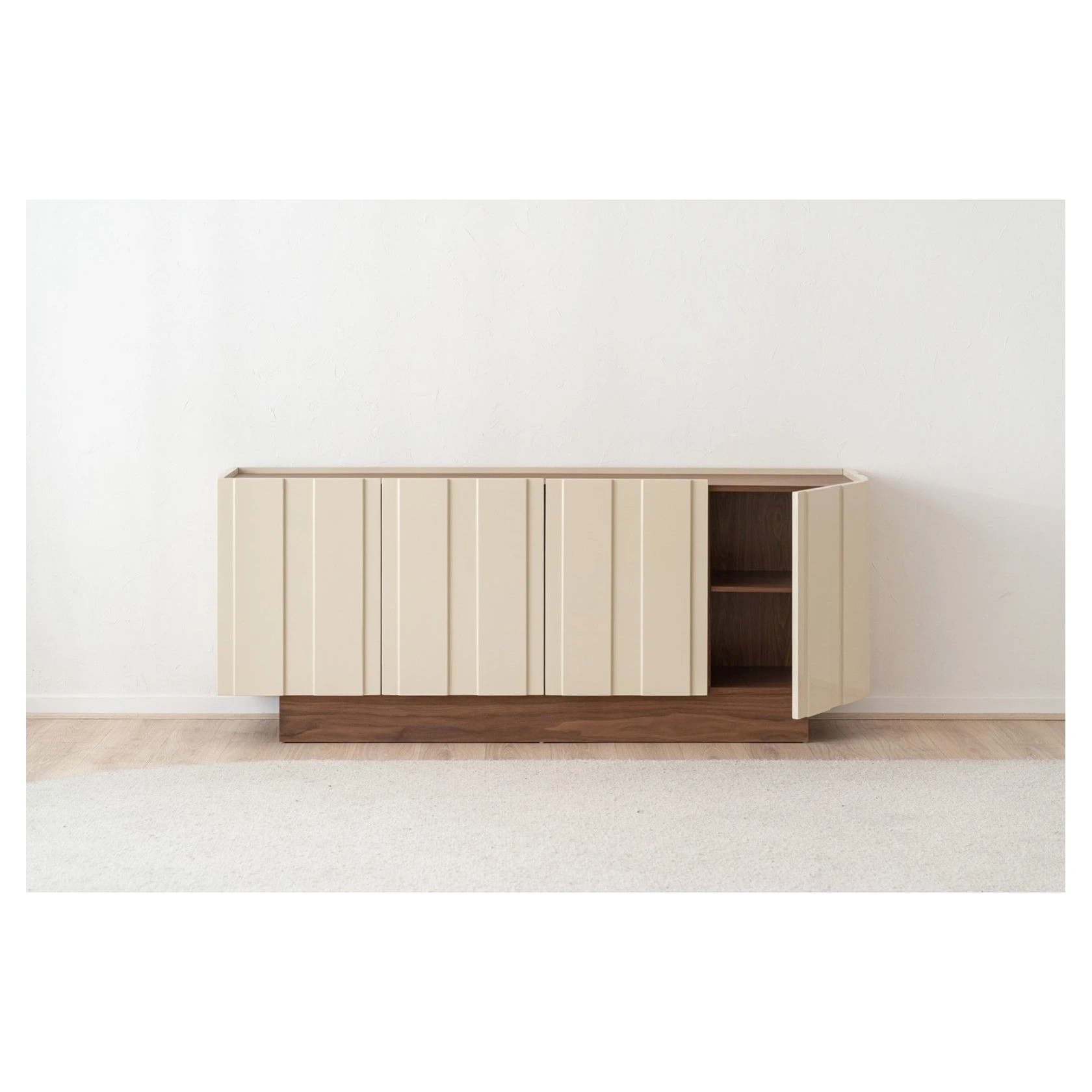 aparador beige brillo y nogal