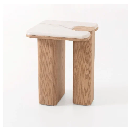 mesa auxiliar roble y marmol