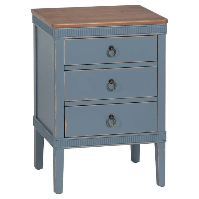 mesita de noche azul madera