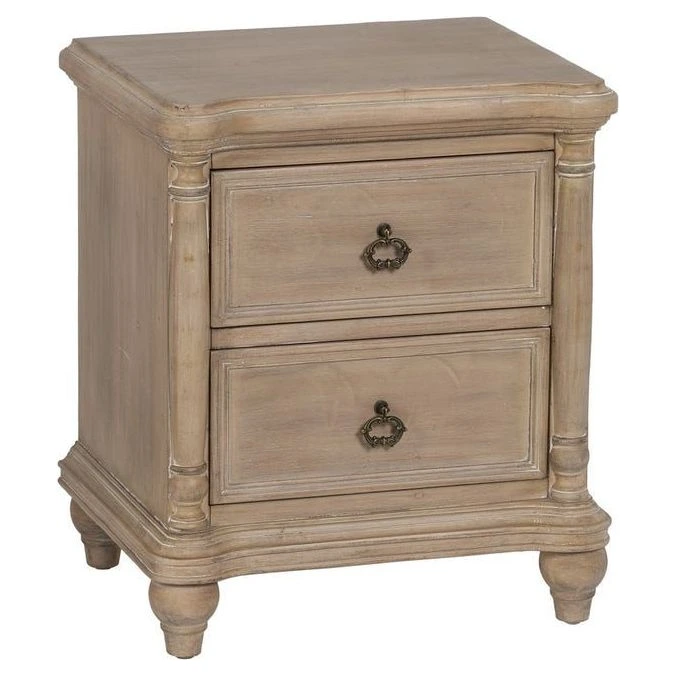 mesita noche madera natural cajones