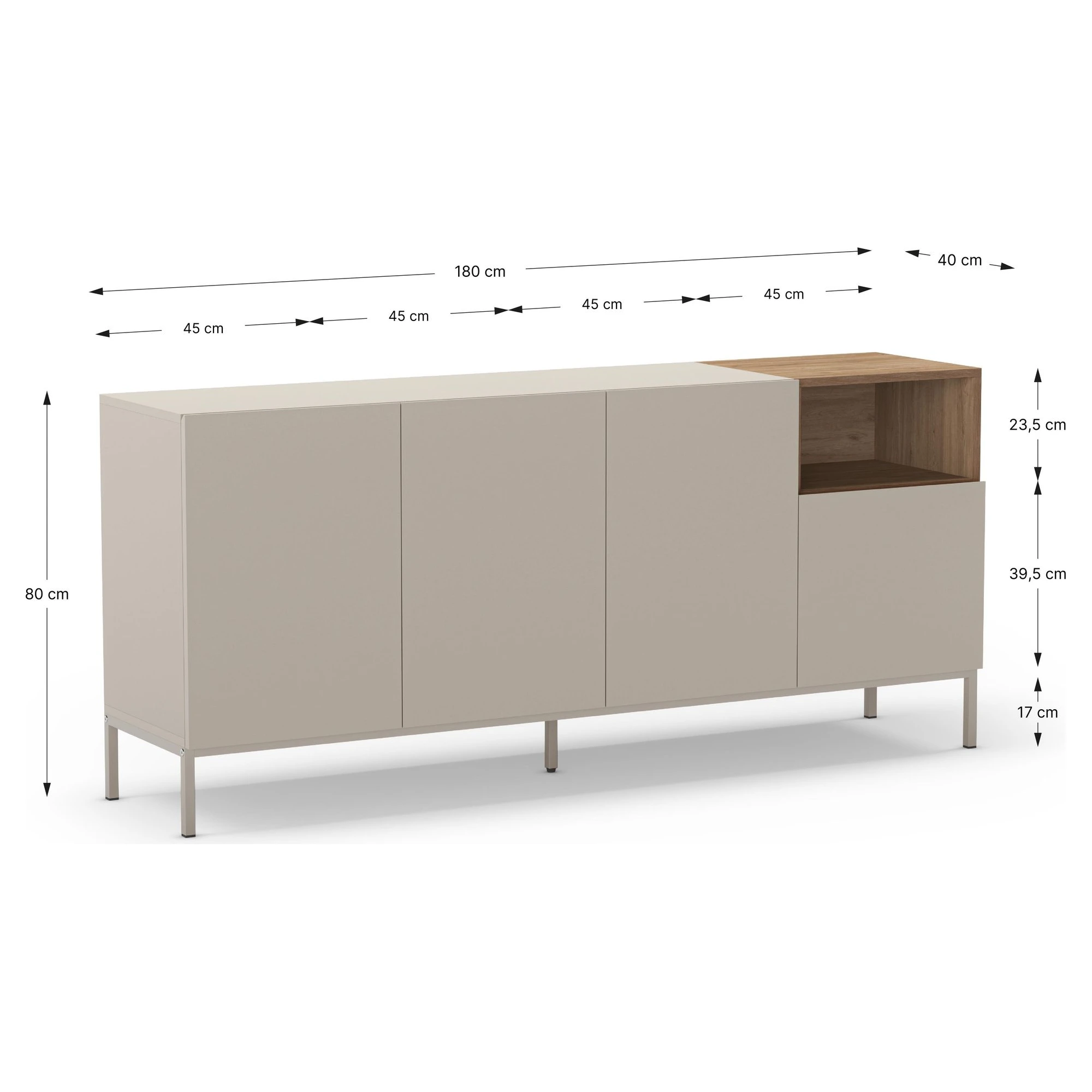 aparador cailin crema madera metal