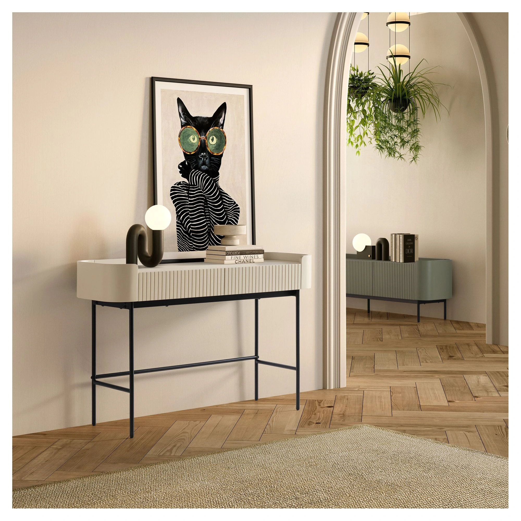 mueble tv verde acanalado willa
