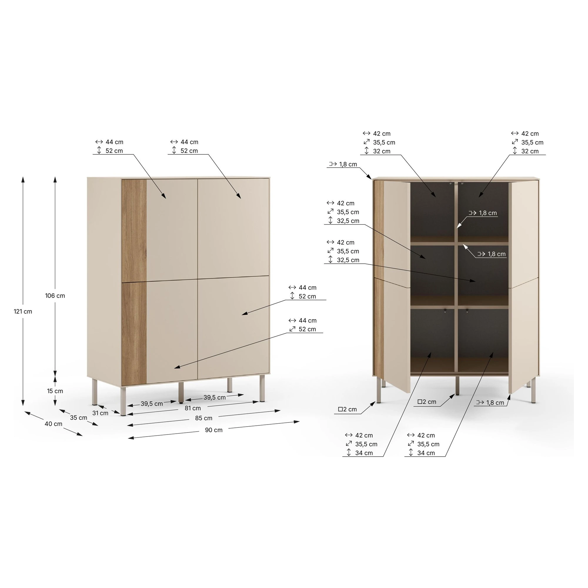 mueble auxiliar alto crema marina