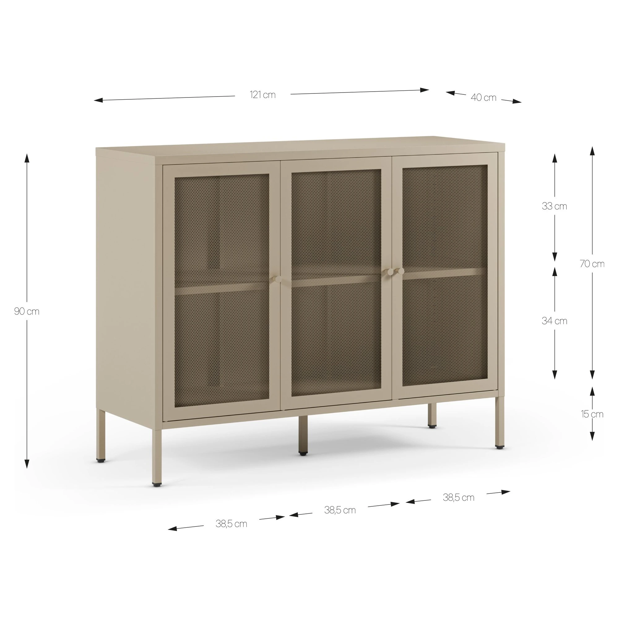 aparador metalico beige 3 puertas
